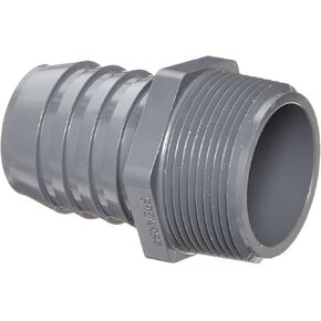 Spears 1436 Series PVC Tube Fitting, Adapter, Schedule 40, Gray, 1-1/2" Barbed x NPT Male (Pack of 5) (1-1/2")