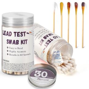Lead Test Swabs White Color with High Contrast, Rapid Home Lead Paint Test Swabs for Paint, Toys, Dishes (Use Water Only) 30 Seconds Quick Quantitative Results for Toy Jewelry Wood (LSW-30)