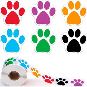500 PCS Paw Prints Stickers, 1 Inch Colorful Dog Paw Prints Stickers Self-Adhesive Labels Puppy Decals for Gifts, School, Envelope, Mailing, Party Room, Vets, Kennels Decorations