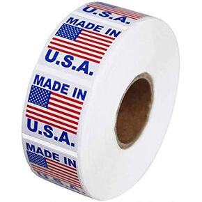 DREAM ART 1 Roll "Made in USA" Pre-Printed Labels Stickers (1" x 1") ; 1000 Labels per Roll