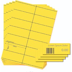 Yellow Shelf Edge Labels 14-up [25 Sheets - 350 Pack] 38x105mm Printable A4 Perforated Labels for Retail Barcodes, Price Stickers, Point of Sale, POS, Shelf Promotions Incl Template