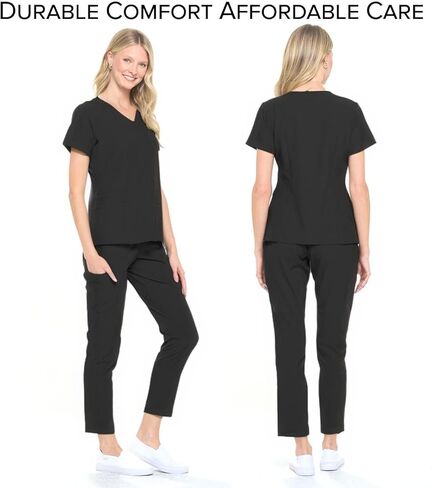 Dagacci Medical Uniform Women's 4-Way Stretch Fitted Y Neck Natural Scrub Set in Kuwait