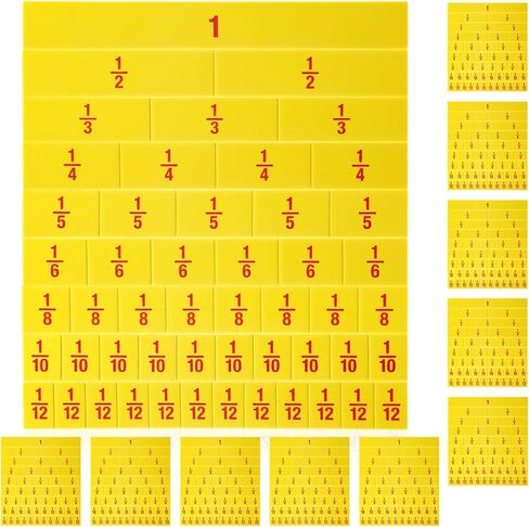 10 Sets of 51 Pcs Fraction Tiles Fraction Manipulatives Classroom Set Fraction Strip Fraction Bar Bulk Montessori Math Materials for Kids Early Math Teaching Elementary School Supplies, Yellow in Saudi Arabia
