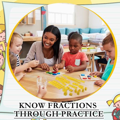 10 Sets of 51 Pcs Fraction Tiles Fraction Manipulatives Classroom Set Fraction Strip Fraction Bar Bulk Montessori Math Materials for Kids Early Math Teaching Elementary School Supplies, Yellow in Saudi Arabia