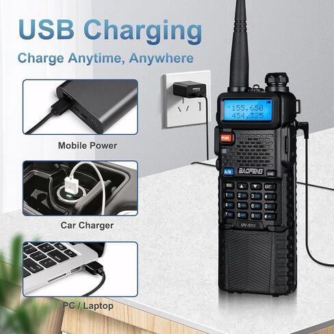 BAOFENG 5RX Ham Radio Handheld, Multi-Band Receiving Two-Way Radio, AirBand Long Range Walkie Talkies with Rechargeable 3800mAh Battery, One Key Frequency Match, Airband, SCAN, VOX, 2 Packs (Black) in Saudi Arabia