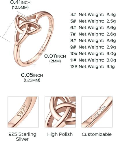 خاتم الوعد من الفضة الإسترليني عيار 925 من ChicSilver Claddagh/Triquetra سلتيك مقاس 4-12 (مع صندوق هدايا) in Kuwait
