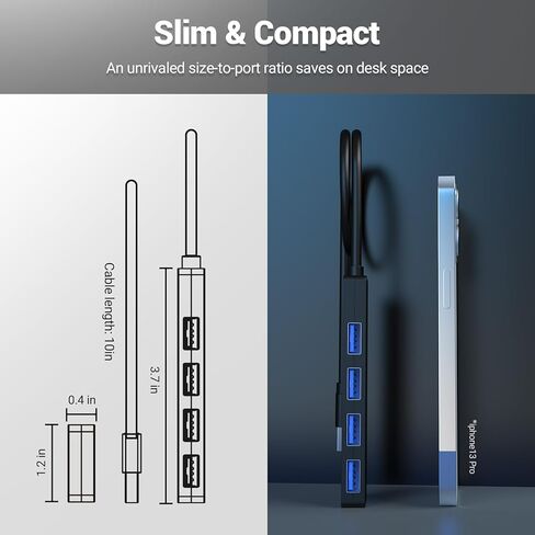 USB 3.0 Adapter, 4 Port USB Hub USB Data Hub, Ultra Slim USB Splitter USB 3.0 Adapter for Multiport Adapter 5Gbps Data Hub for Xbox,Ps4,Notebook PC,Tesla Model 3,Mobile HDD Laptop USB Hub in Saudi Arabia