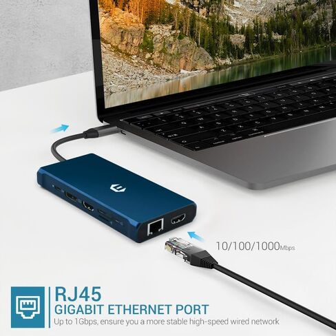 USB C Docking Station, OTAITEK 12 in 1 USB C Hub Triple Display with Dual 4K HDMI,DP, 5 USB, PD, Ethernet, SD/TF, 3.5mm Audio, Laptop Docking Station for Mac/Dell/Surface/HP in Saudi Arabia