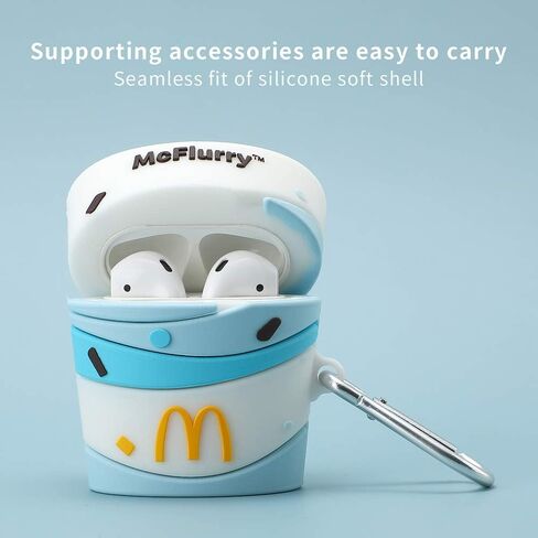 حافظة Airpod، تصميم حافظة Airpod ثلاثية الأبعاد لطيفة ومضحكة ورائعة من Kawaii للطعام والشراب، سلسلة مفاتيح رائعة من Kawaii Fun لـ Airpod 1/2 (McFlurry) in Kuwait