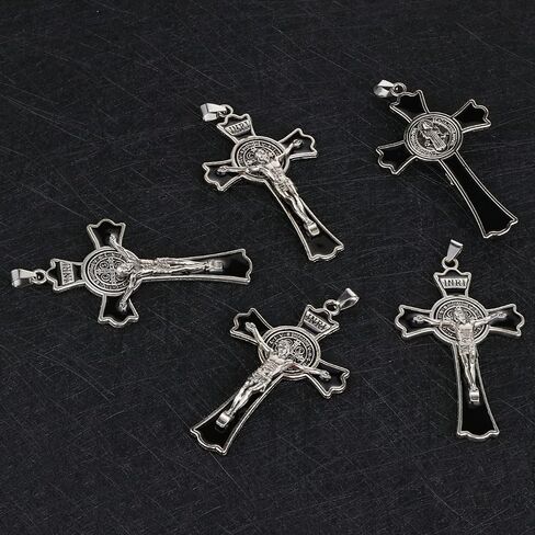 St. Benedict Exorcism Crucifix Cross Pendant for DIY Rosary Necklace Chaplet Part Jewelry Making Accessories Charms 5Pcs Bulk in Saudi Arabia