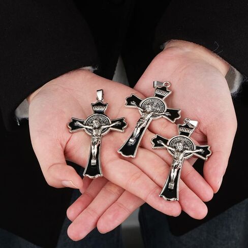 St. Benedict Exorcism Crucifix Cross Pendant for DIY Rosary Necklace Chaplet Part Jewelry Making Accessories Charms 5Pcs Bulk in Saudi Arabia