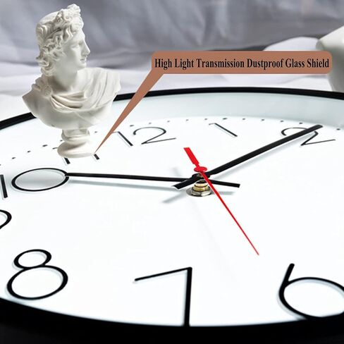 Non-Ticking Silent Wall Clocks 12 Inch Battery Operated Quartz Classic Decor Clock Easy to Read for Bedroom Home Kitchen Room Office School (Black) in Saudi Arabia