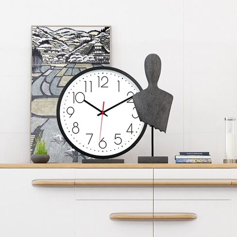 Non-Ticking Silent Wall Clocks 12 Inch Battery Operated Quartz Classic Decor Clock Easy to Read for Bedroom Home Kitchen Room Office School (Black) in Saudi Arabia