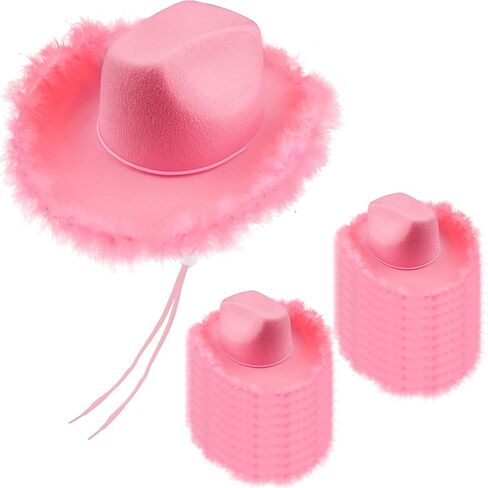 20 حزمة من قبعة رعاة البقر الوردية، قبعة راعية البقر السائبة مع الريش للنساء والفتيات، قبعات حفلات أعياد الميلاد، أزياء الهالوين in Kuwait