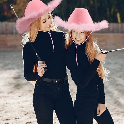 20 حزمة من قبعة رعاة البقر الوردية، قبعة راعية البقر السائبة مع الريش للنساء والفتيات، قبعات حفلات أعياد الميلاد، أزياء الهالوين in Kuwait