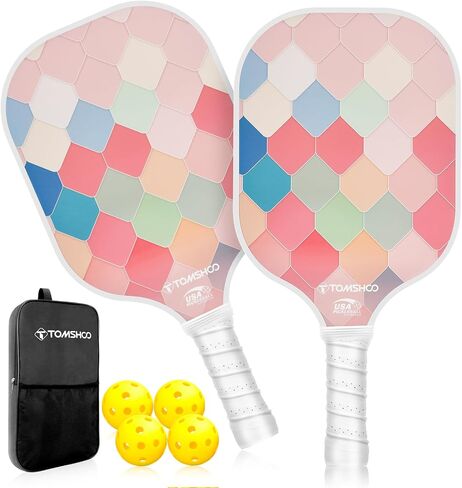 TOMSHOO Pickleball Paddles Set, USAPA Approved Lightweight Fiberglass Pickleball Set with 4 Pickleballs, 1 Pickleball Sling Bag, Pickleball Gifts for Women Men Beginners Professional in Saudi Arabia