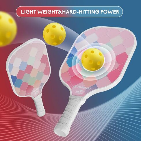 TOMSHOO Pickleball Paddles Set, USAPA Approved Lightweight Fiberglass Pickleball Set with 4 Pickleballs, 1 Pickleball Sling Bag, Pickleball Gifts for Women Men Beginners Professional in Saudi Arabia