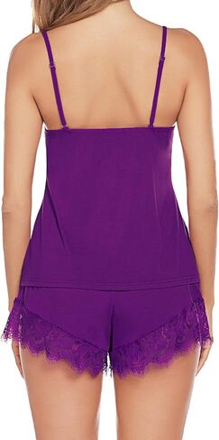 Avidlove Women Pajama Set Lace Trim Short PJ Set Modal V Neck Sleeveless Sleepwear Drawstring Waist Nightwear S~XXL in Saudi Arabia