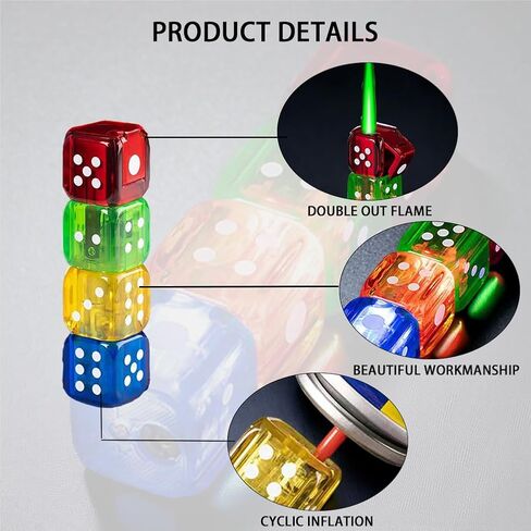 Torch Lighter, Butane Dice Lighter, Bulk Lighters, Funny Lighters, Unique Lighters, Creative and Cool Design, Unique Transparent Color Light Appearance, Reusable, Gifts for Men in Saudi Arabia