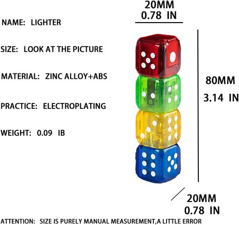Torch Lighter, Butane Dice Lighter, Bulk Lighters, Funny Lighters, Unique Lighters, Creative and Cool Design, Unique Transparent Color Light Appearance, Reusable, Gifts for Men in Saudi Arabia