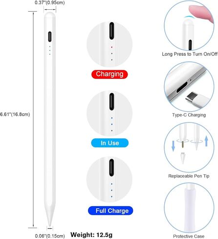 cimetech Stylus Pen for iPad - Apple Pencil with Palm Rejection, Tilt Sensitivity, Compatible with 2018-2022 Apple iPad 10th/9th/8th/7th/6th, Pro 11/12.9in, Air 5th/4th/3rd, Mini 6/5 Gen in Saudi Arabia