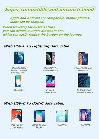 شاحن USB C، شاحن صغير 20 واط PD iPhone12 13 شاحن سريع من النوع C كتلة محول شاحن حائط متوافق مع iPhone 13/12/11 Pro Max، Mini، Pro/XR/iPad Samsung Galaxy S21، Note 20 Pixel 6 in Saudi Arabia