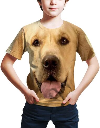 Kids Print 3D Dog Face T-Shirt Funny Graphic Pattern Tees Shirts for Youth Boys Girls 4-14 Years in Saudi Arabia