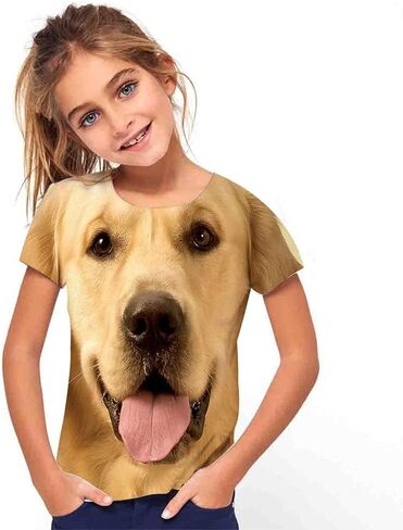 Kids Print 3D Dog Face T-Shirt Funny Graphic Pattern Tees Shirts for Youth Boys Girls 4-14 Years in Saudi Arabia