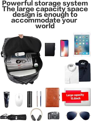 Large capacity PU leather backpack, leisure travel bag, student laptop backpack (black3), HDK-957 in Saudi Arabia