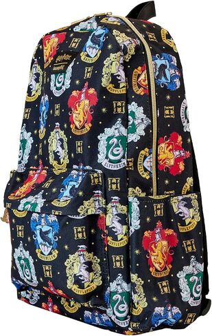 Loungefly Harry Potter Hogwarts Houses Backpack Inspired Nylon Backpack, Black in Saudi Arabia