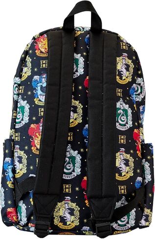 Loungefly Harry Potter Hogwarts Houses Backpack Inspired Nylon Backpack, Black in Saudi Arabia