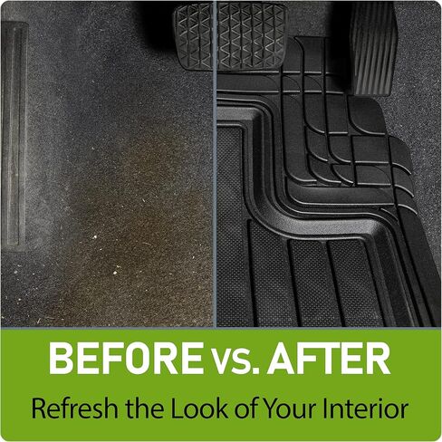 سجادات أرضية الشاحنات الثقيلة من SmartFit™ مكونة من 3 قطع مناسبة لجميع الأحوال الجوية - مقاس عالمي، مجموعة سجادات مطاطية مناسبة لجميع المواسم من الأمام والخلف - (أسود) in Kuwait