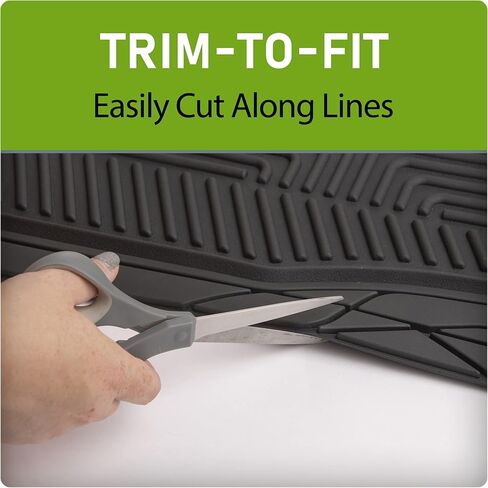 سجادات أرضية الشاحنات الثقيلة من SmartFit™ مكونة من 3 قطع مناسبة لجميع الأحوال الجوية - مقاس عالمي، مجموعة سجادات مطاطية مناسبة لجميع المواسم من الأمام والخلف - (أسود) in Kuwait