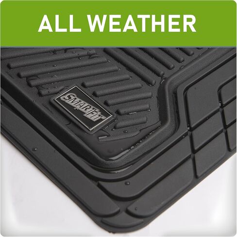 سجادات أرضية الشاحنات الثقيلة من SmartFit™ مكونة من 3 قطع مناسبة لجميع الأحوال الجوية - مقاس عالمي، مجموعة سجادات مطاطية مناسبة لجميع المواسم من الأمام والخلف - (أسود) in Kuwait