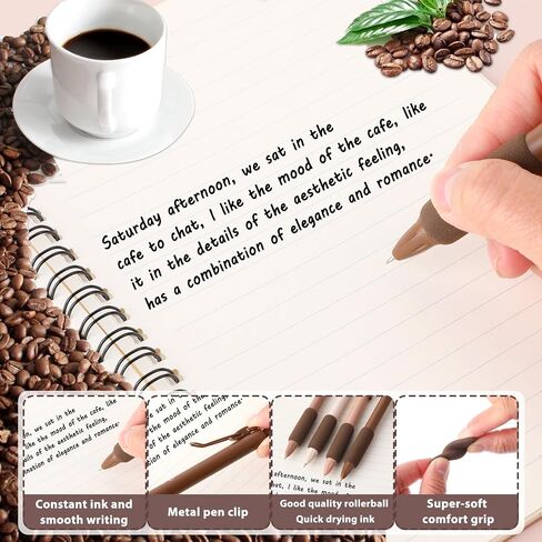 4pcs Coffee Neutral Pen Set Journal Set Aesthetic Assorted (0.5mm) Fine Point Retractable Black Pen Smooth Writing Drawing (Brown) Home School Office Supplies in Saudi Arabia