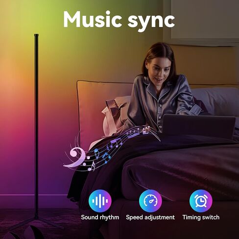 TJOY 2 pack Led Corner Floor Lamp, Smart RGB Floor Lamp with APP&Remote, 16 Million Colors Changing, Music sync, Modern corner led light for Bedroom Living Room and Gaming Room, Timing&Schedule in Saudi Arabia