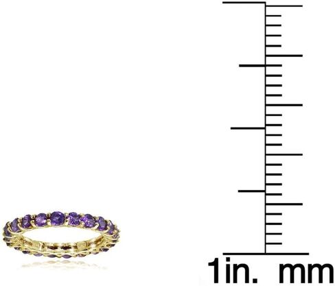 Ice Gems Sterling Silver African Amethyst 3mm Round-cut Eternity Band Ring in Kuwait