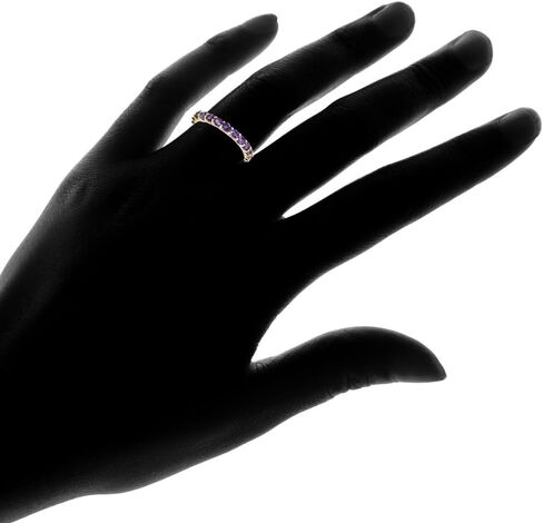 Ice Gems Sterling Silver African Amethyst 3mm Round-cut Eternity Band Ring in Kuwait