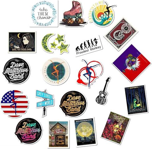 20 Pcs Value Pack Decal Sticker Band Waterproof Vinyl Aesthetic SUV Truck Colorful Laptop Bike Bumper Car Luggage Skateboard Water Bottle Guitar Windows Bumper Tumbler in Kuwait