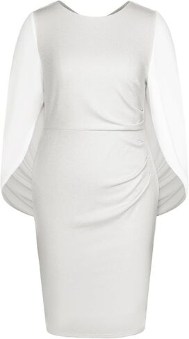 Hanna Nikole Plus Size Cape Sleeve Dress for Women Midi Chiffon Cloak Club Dress in Saudi Arabia