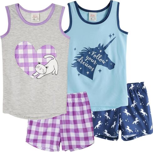 MyFav Big Kids Girls Sleeveless Sleepwear Hearts Shape Striped Pajama Nightgown in Kuwait