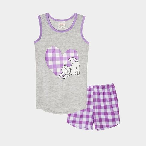 MyFav Big Kids Girls Sleeveless Sleepwear Hearts Shape Striped Pajama Nightgown in Kuwait