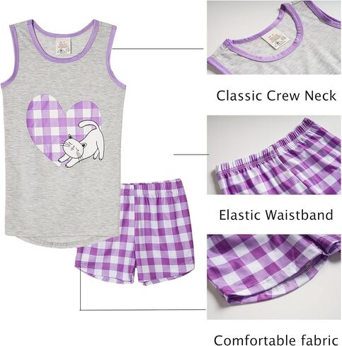 MyFav Big Kids Girls Sleeveless Sleepwear Hearts Shape Striped Pajama Nightgown in Kuwait