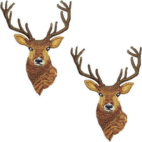 Tornado-Storm 2 Pieces Christmas Reindeer Reiki Deer Elk Embroidered Patches, Sew on/Iron on Patch Decoration Appliques for Clothes, Dress, Jeans, Hat, Backpacks, DIY Accessories Badge in Saudi Arabia