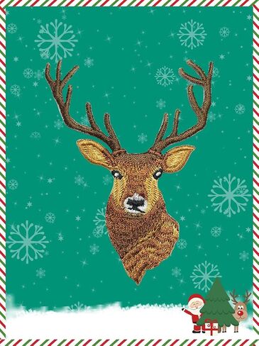 Tornado-Storm 2 Pieces Christmas Reindeer Reiki Deer Elk Embroidered Patches, Sew on/Iron on Patch Decoration Appliques for Clothes, Dress, Jeans, Hat, Backpacks, DIY Accessories Badge in Saudi Arabia