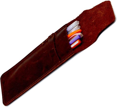 Genuine Leather Pen Pouch, Fountain Pen Case, Desk Holder, Elegant Carrying Sleeve for Ballpoint & Rollerball Pens, Wine Holder, Durable Desk Supply Organizer, Single Pen Wallet, Soft Leather Cover in Saudi Arabia