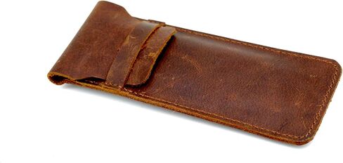 Genuine Leather Pen Pouch, Fountain Pen Case, Desk Holder, Elegant Carrying Sleeve for Ballpoint & Rollerball Pens, Wine Holder, Durable Desk Supply Organizer, Single Pen Wallet, Soft Leather Cover in Saudi Arabia