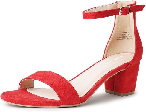 J. Adams Daisy Heeled Sandals - Ankle Strap Low Block, Open Toe Dress Pumps, Chunky Heels - Dressy Shoes for Women - Bridal, Wedding, Summer Sandals in Saudi Arabia