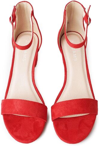 J. Adams Daisy Heeled Sandals - Ankle Strap Low Block, Open Toe Dress Pumps, Chunky Heels - Dressy Shoes for Women - Bridal, Wedding, Summer Sandals in Saudi Arabia