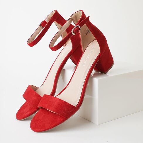 J. Adams Daisy Heeled Sandals - Ankle Strap Low Block, Open Toe Dress Pumps, Chunky Heels - Dressy Shoes for Women - Bridal, Wedding, Summer Sandals in Saudi Arabia